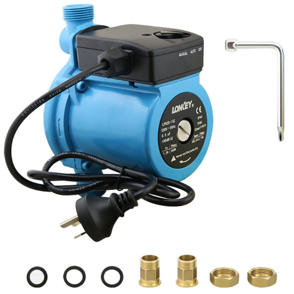 Hot water booster pump front view with label