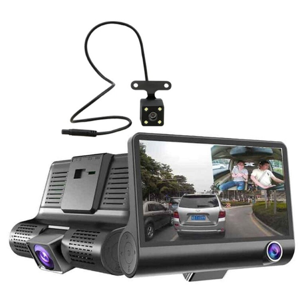Car dash camera package contents laid out