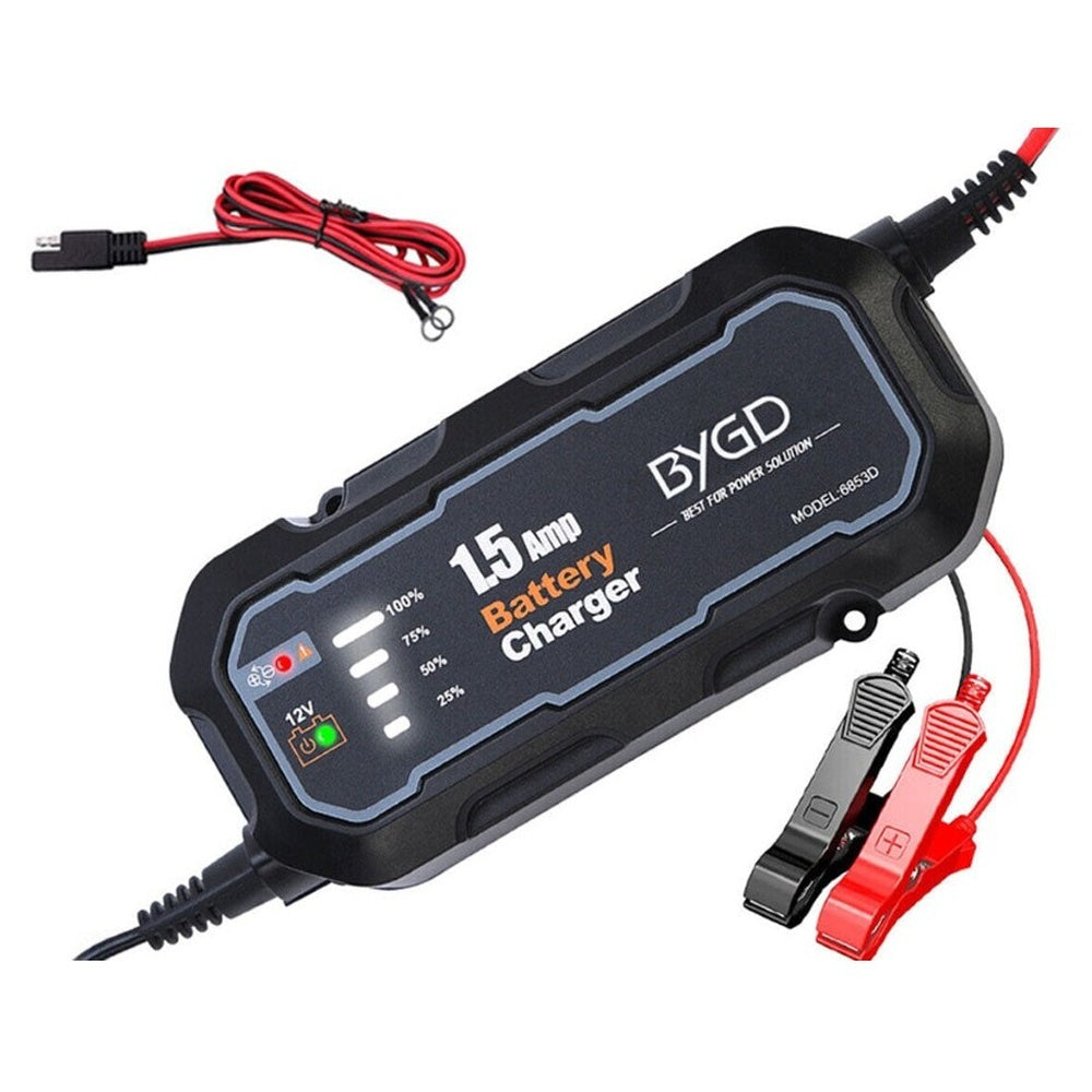 BYGD car battery charger front view black