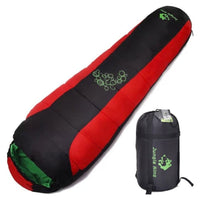 Thumbnail for Red cotton sleeping bag laid flat showing hood