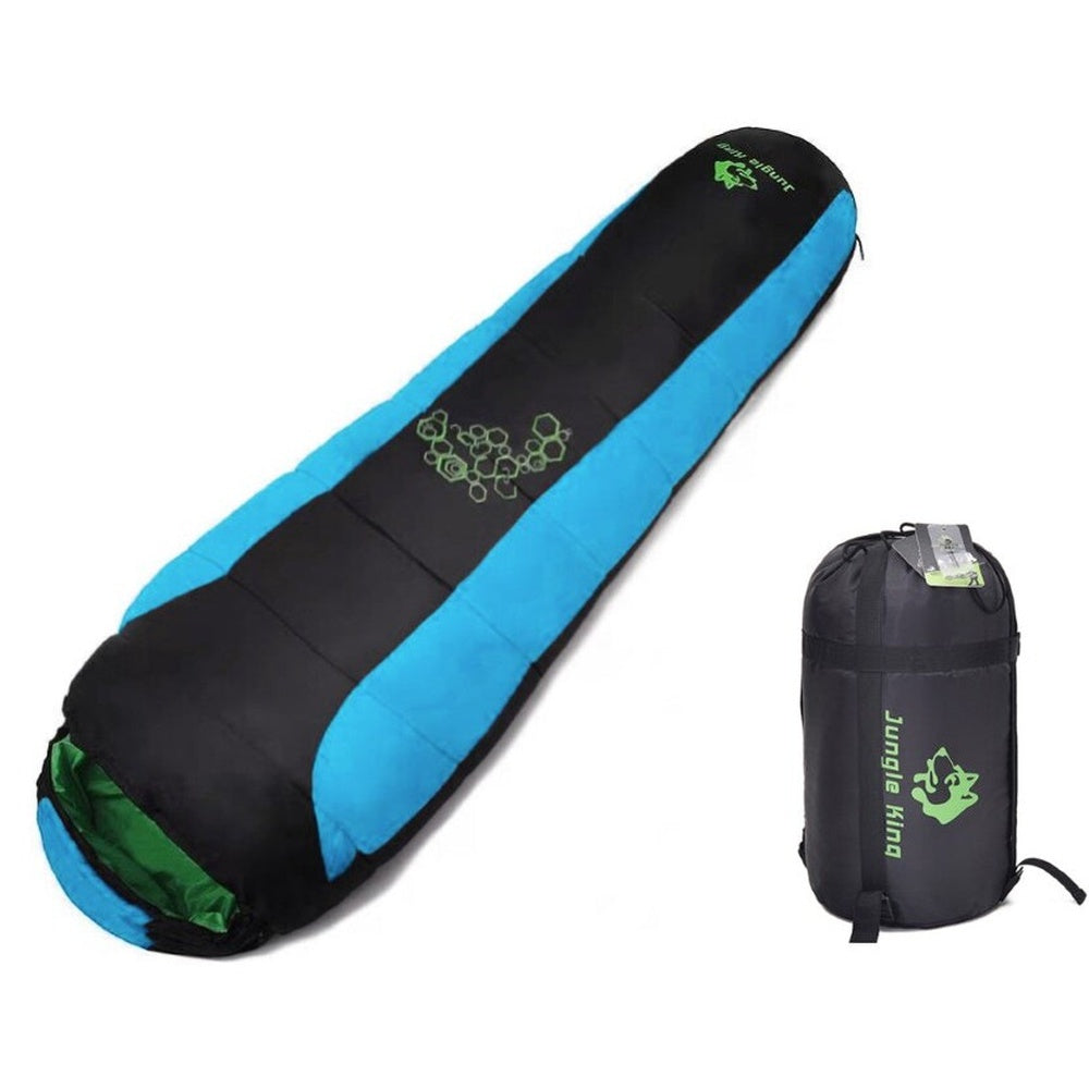 Sleeping bag temperature range label visible