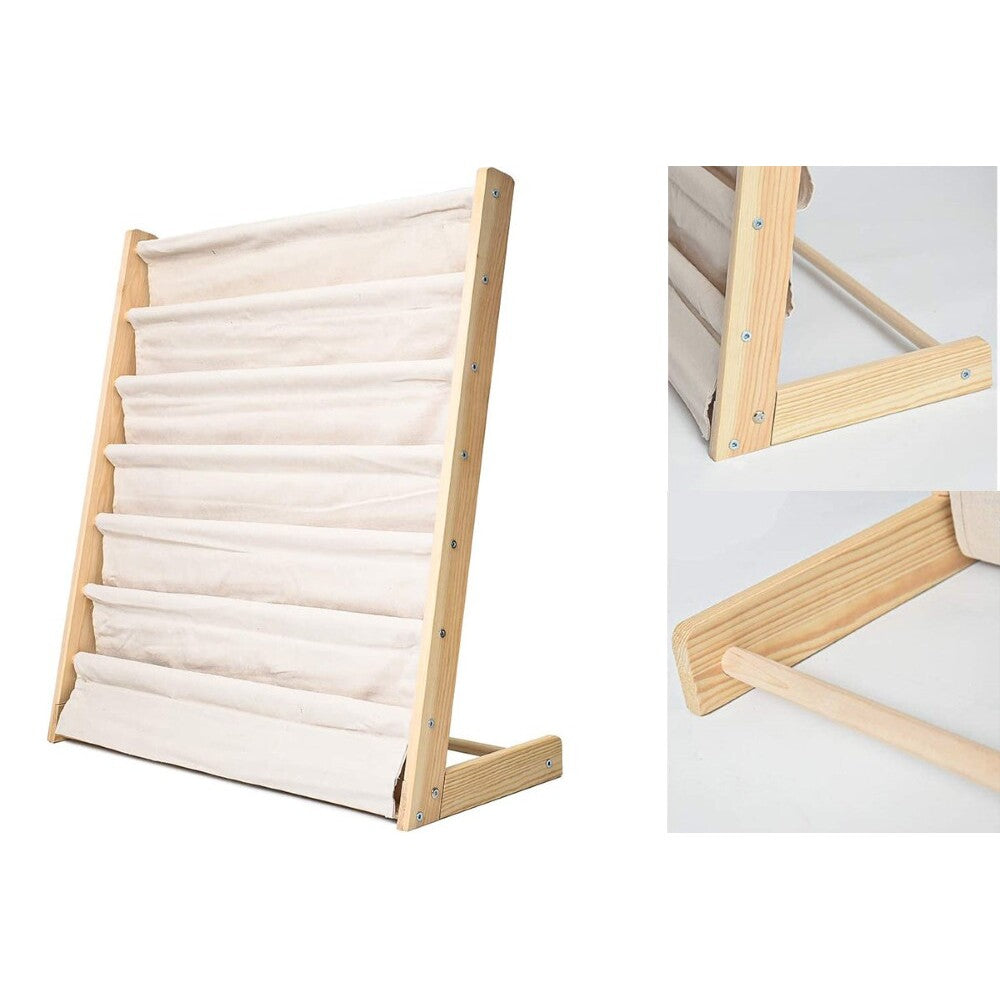 Wooden kids bookshelf with six shelves full of books