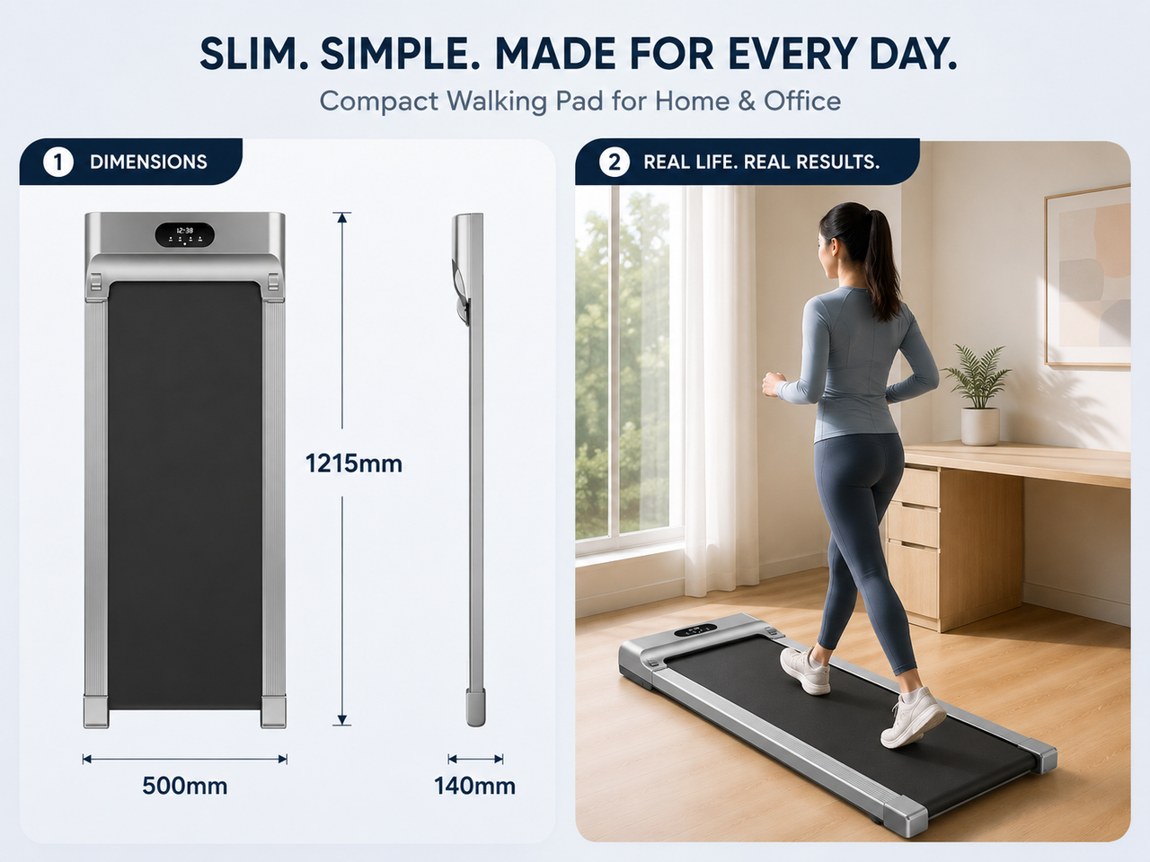 Foldable Walking Pad Treadmill Compact Flat