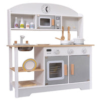 Thumbnail for Multi-coloured wooden kids kitchen playset front view