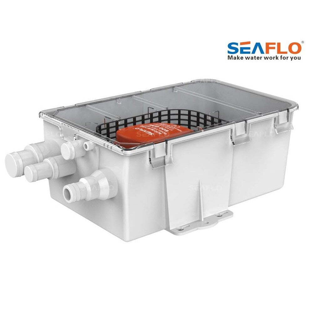Seaflo sump pump with gasket seal on lid