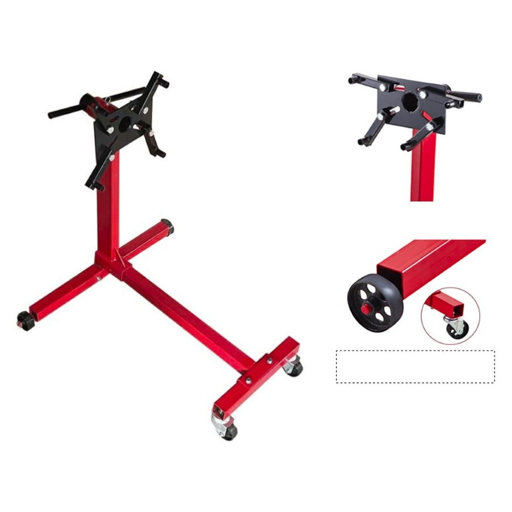 Rotating engine stand heavy duty steel red and black