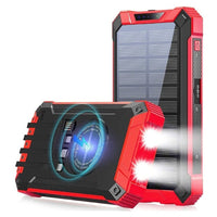 Thumbnail for Solar power bank front view showing red and black ABS plastic