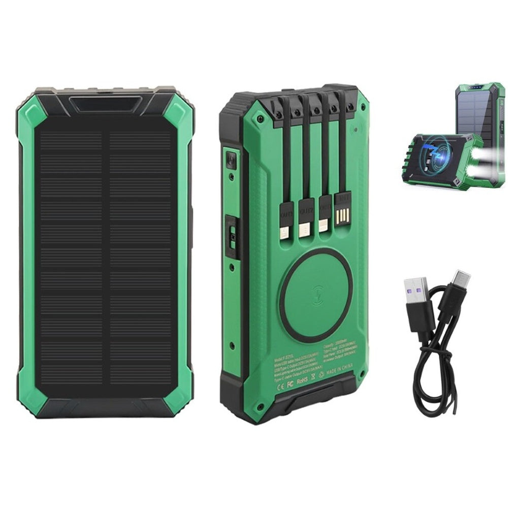 Solar power bank in use during fishing trip outdoors