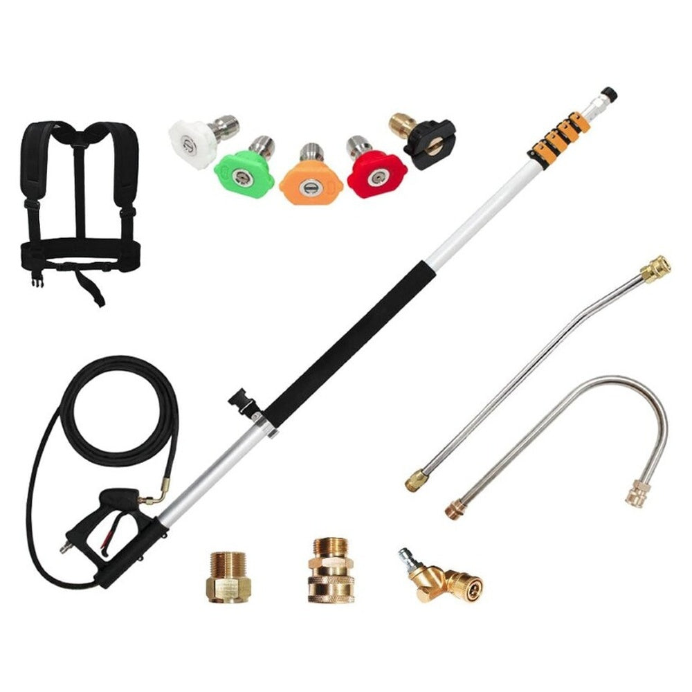 Pressure washer wand with support harness