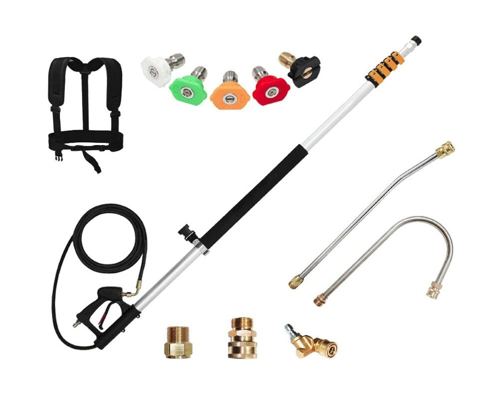 Pressure washer wand with support harness