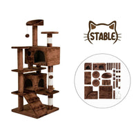 Thumbnail for Cat tower multilevel activity tree side view in grey colour