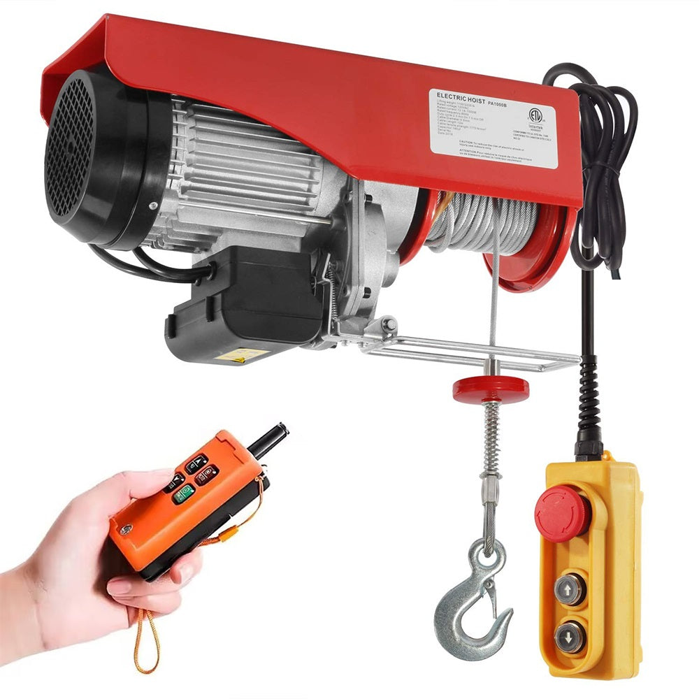 Electric hoist winch with sheaved pulley for dual line