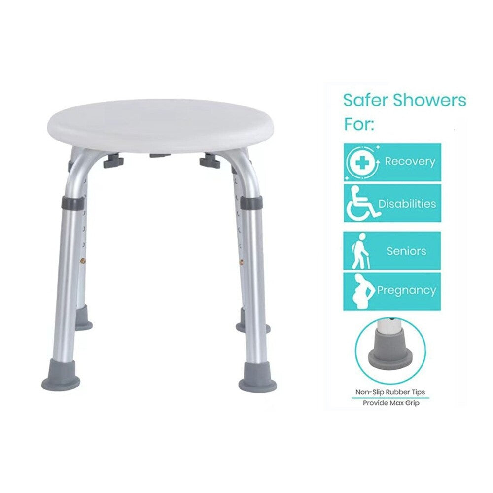 Height adjustable shower stool with padded seat