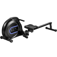 Thumbnail for Foldable mechanical rowing machine with black and blue frame