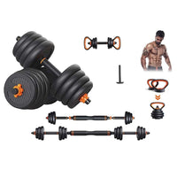 Thumbnail for Adjustable dumbbells set with weights and barbell