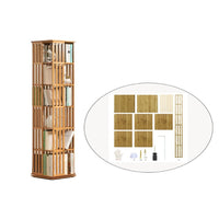 Thumbnail for Side view of wooden rotatable bookshelf showing layers