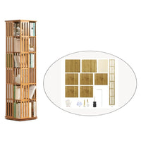 Thumbnail for Side view of wooden rotatable bookshelf showing layers