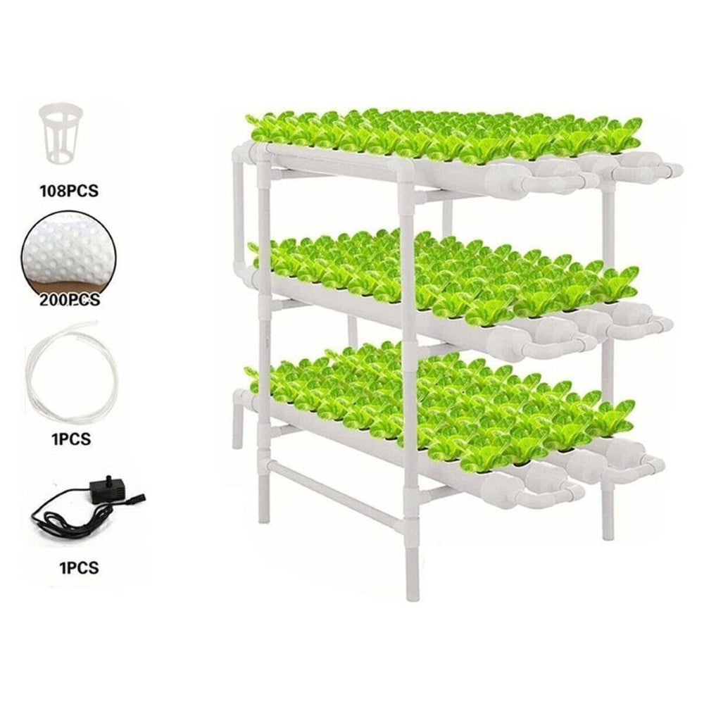 Indoor hydroponic garden system with white PVC pipes