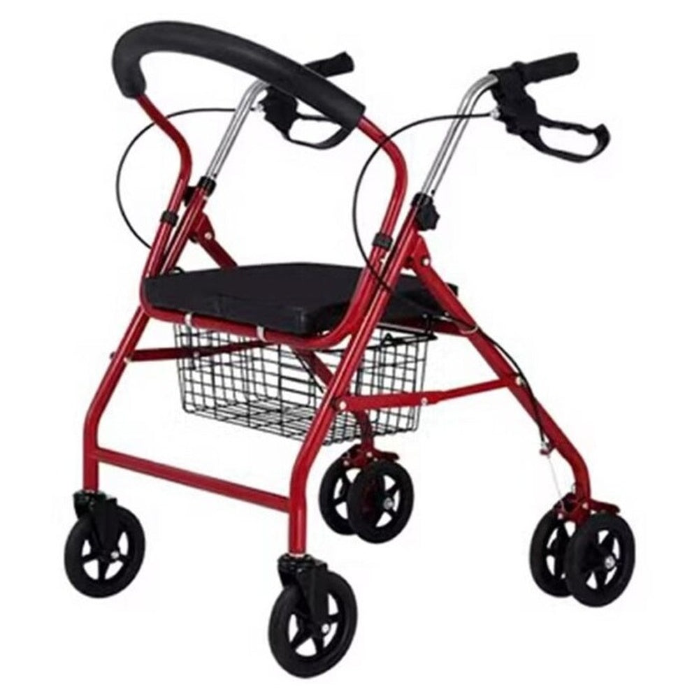 Adult walking frame mobility walker side view in red