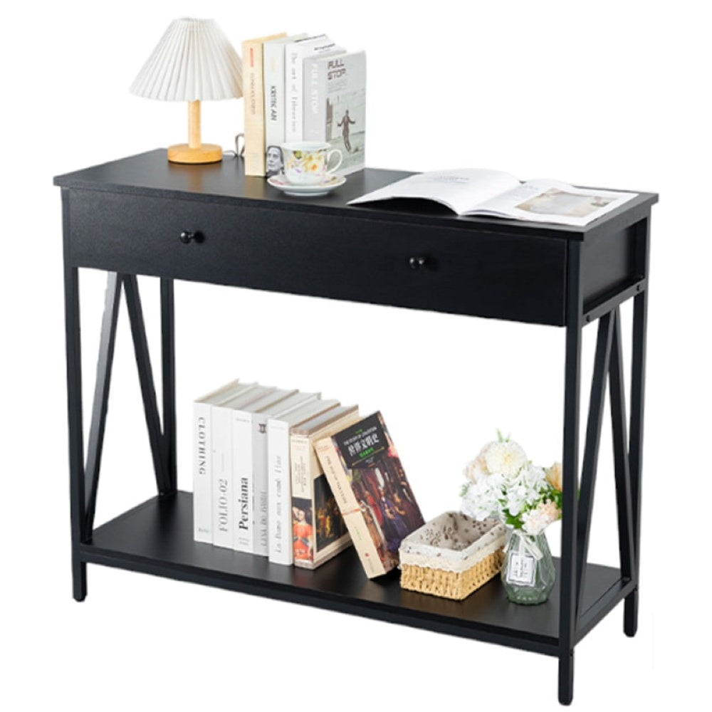Console table with spacious drawer open