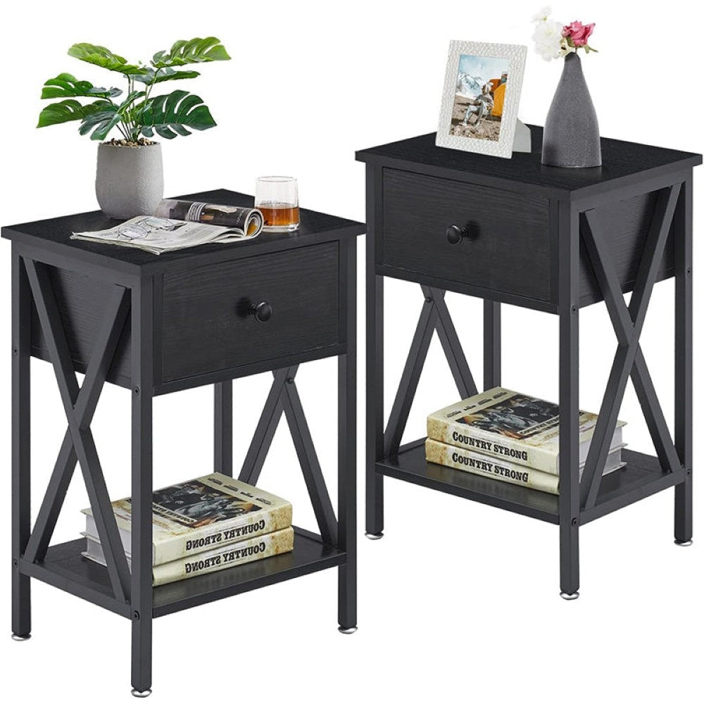 Set of 2 bedside tables with drawers