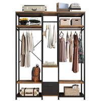 Thumbnail for Metal wardrobe clothes rack organiser front view black frame