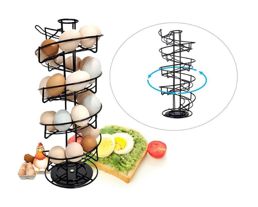Compact black egg rack for kitchen use