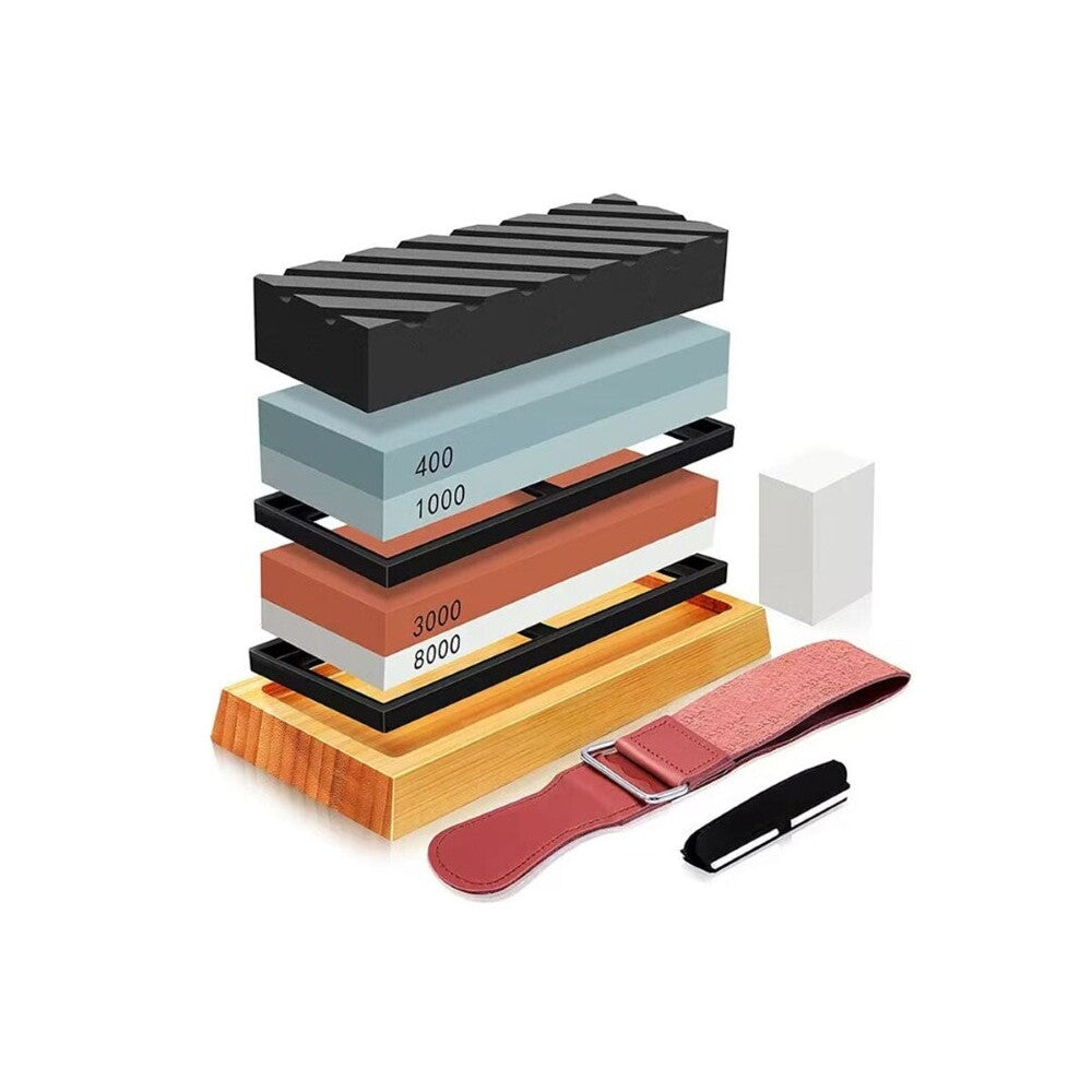Knife sharpener kit showing silicone holders