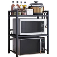 Thumbnail for Black microwave shelf rack with adjustable length