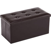 Thumbnail for Brown ottoman storage bench closed with tufted lid
