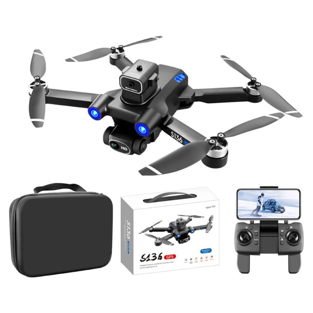 Drone with camera showing folded compact design