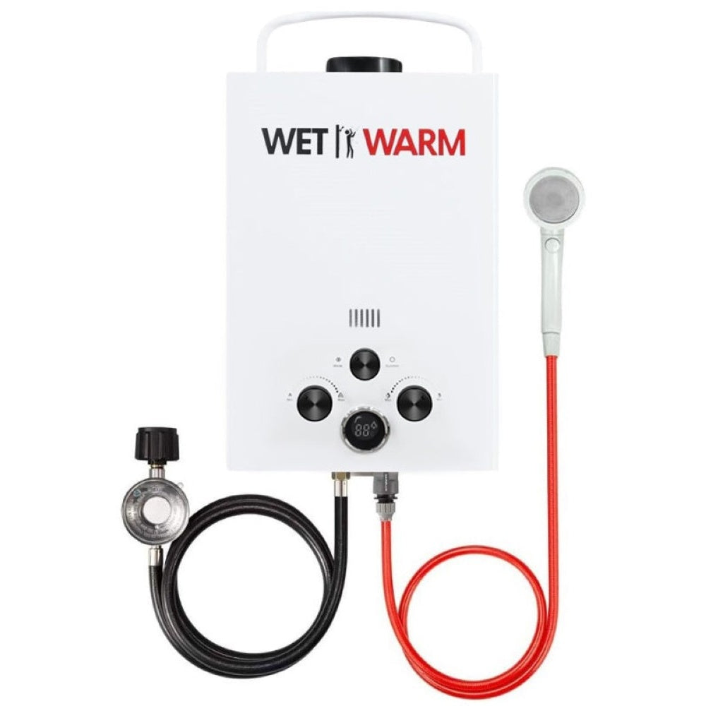 Gas water heater ready for camping use