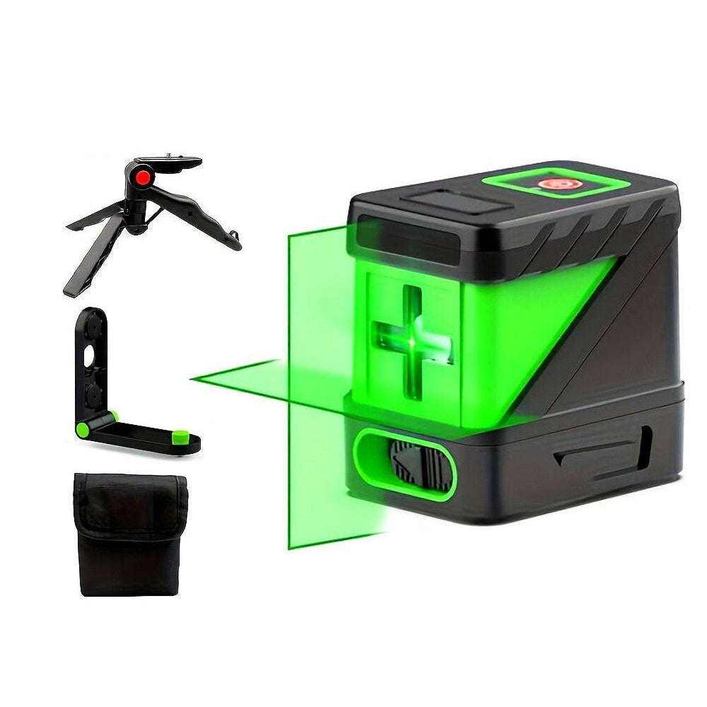 Laser level with bright green beam in daylight
