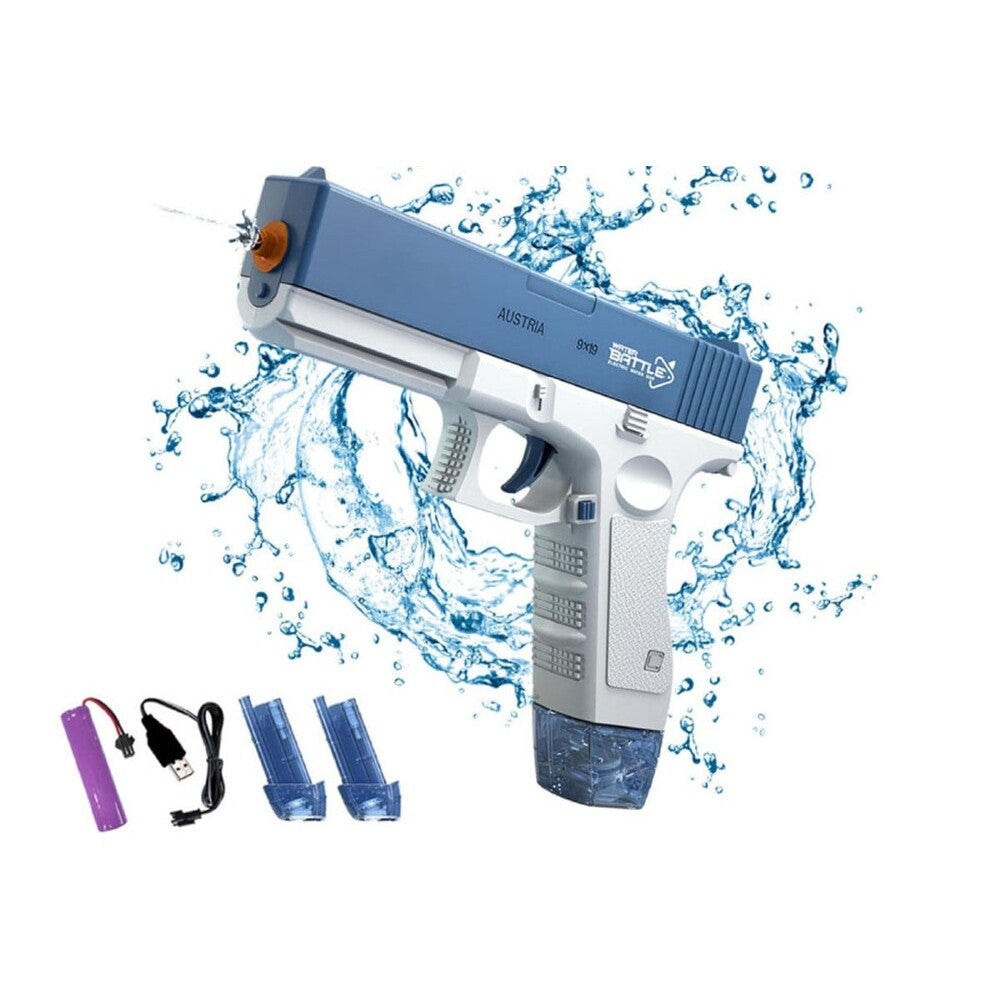 Water gun used in outdoor pool setting