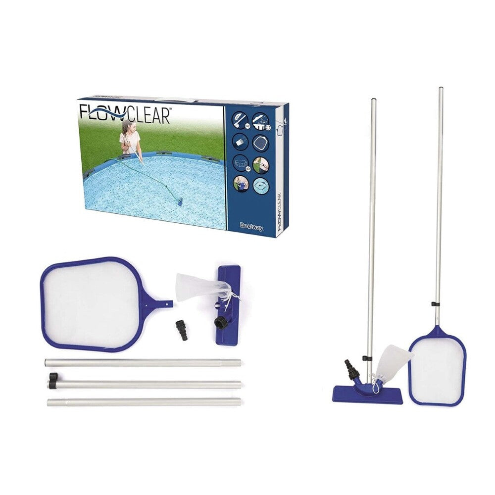 Swimming pool cleaner kit showing suction hose connection