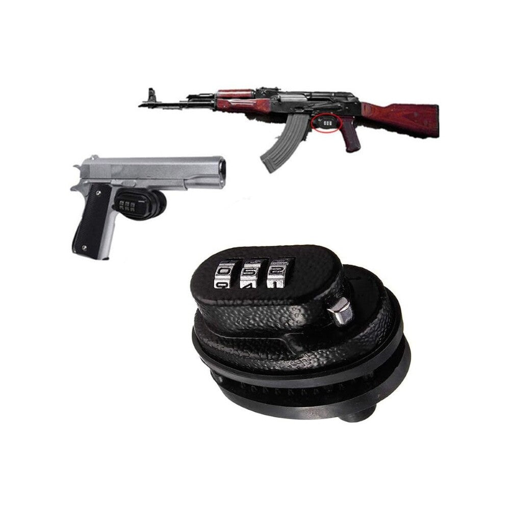 Trigger gun lock 3-digit combination black zinc alloy