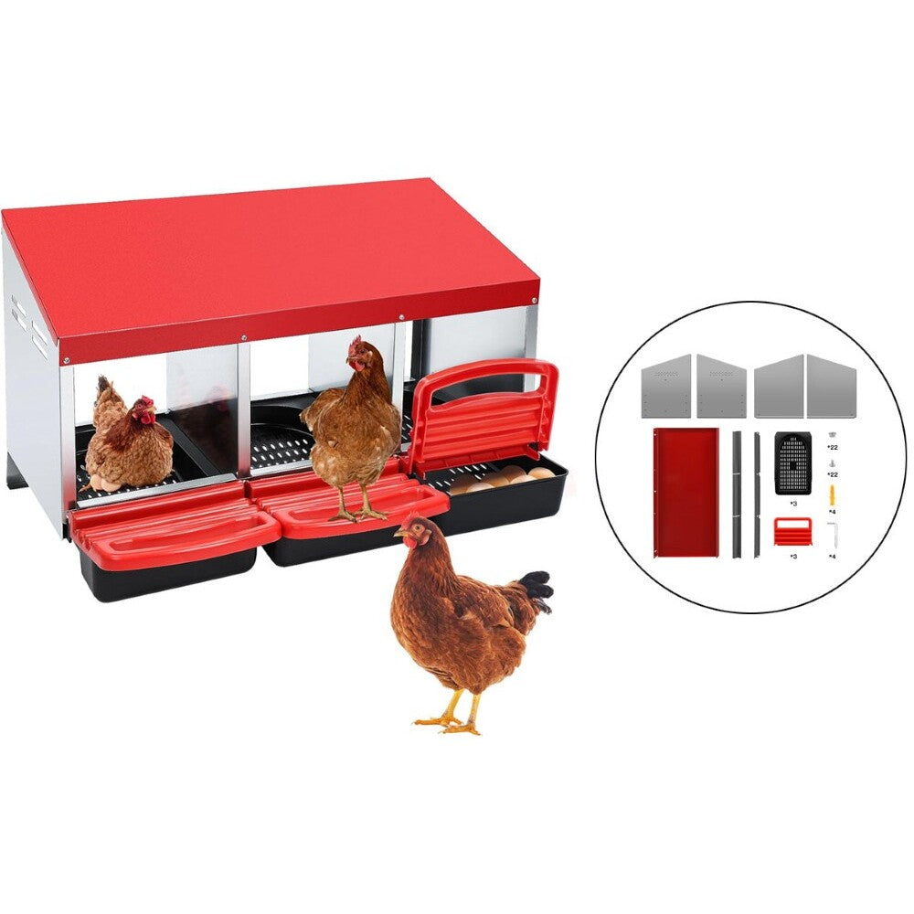 Nesting box with easy clean sliding trays
