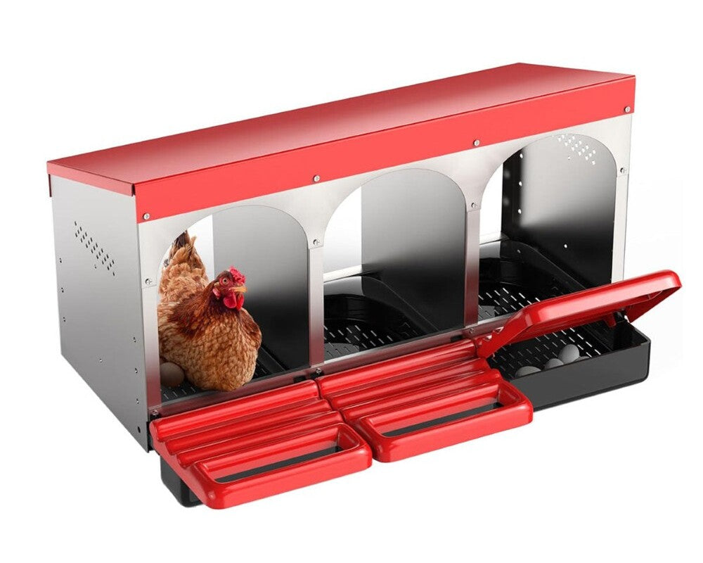 Chicken nesting box with removable trays