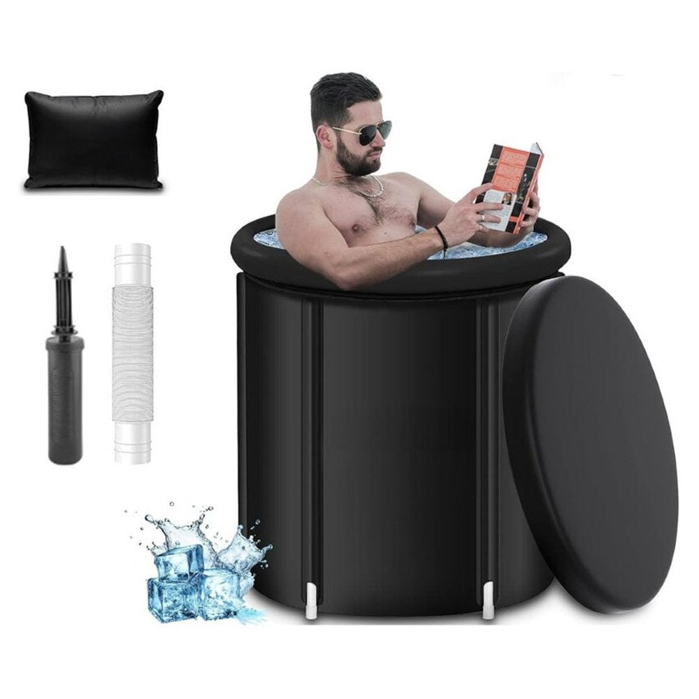 Portable ice bath tub black PVC nylon material