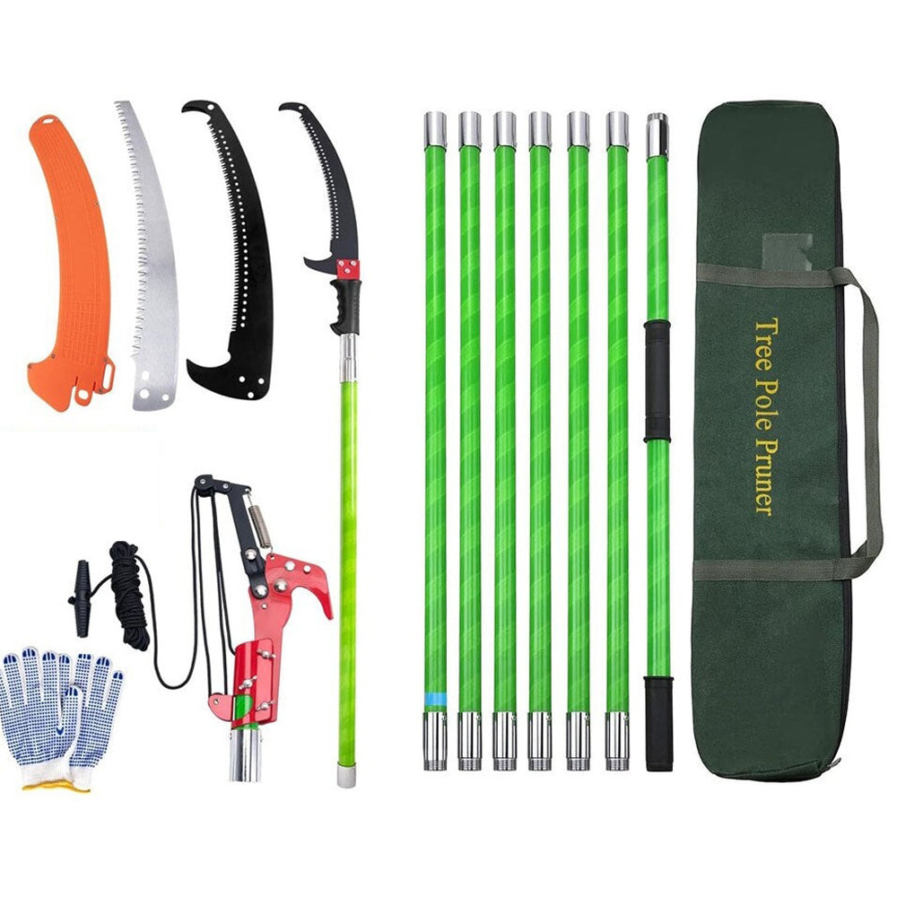 Pole pruning saw disassembled for storage