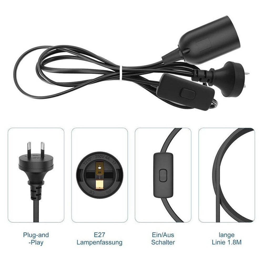 Lamp holder with 18m cord for plant growth light