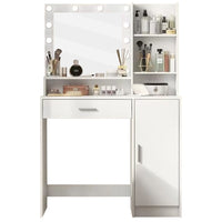 Thumbnail for White dressing table with LED light and large mirror