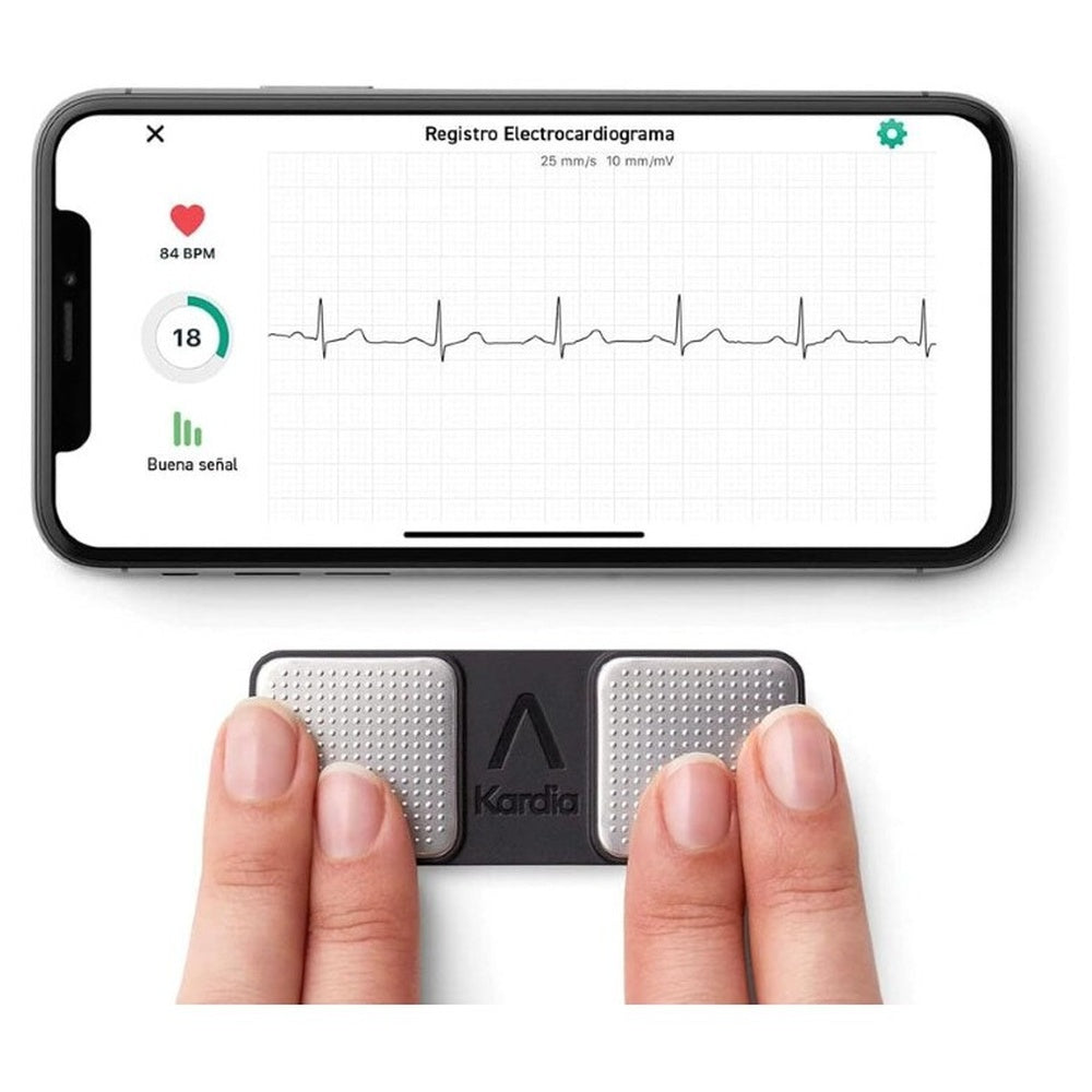 KardiaMobile heart monitor compact size for travel use
