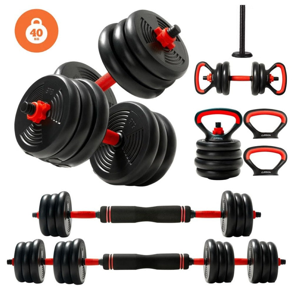 Dumbbell set with included kettlebell base
