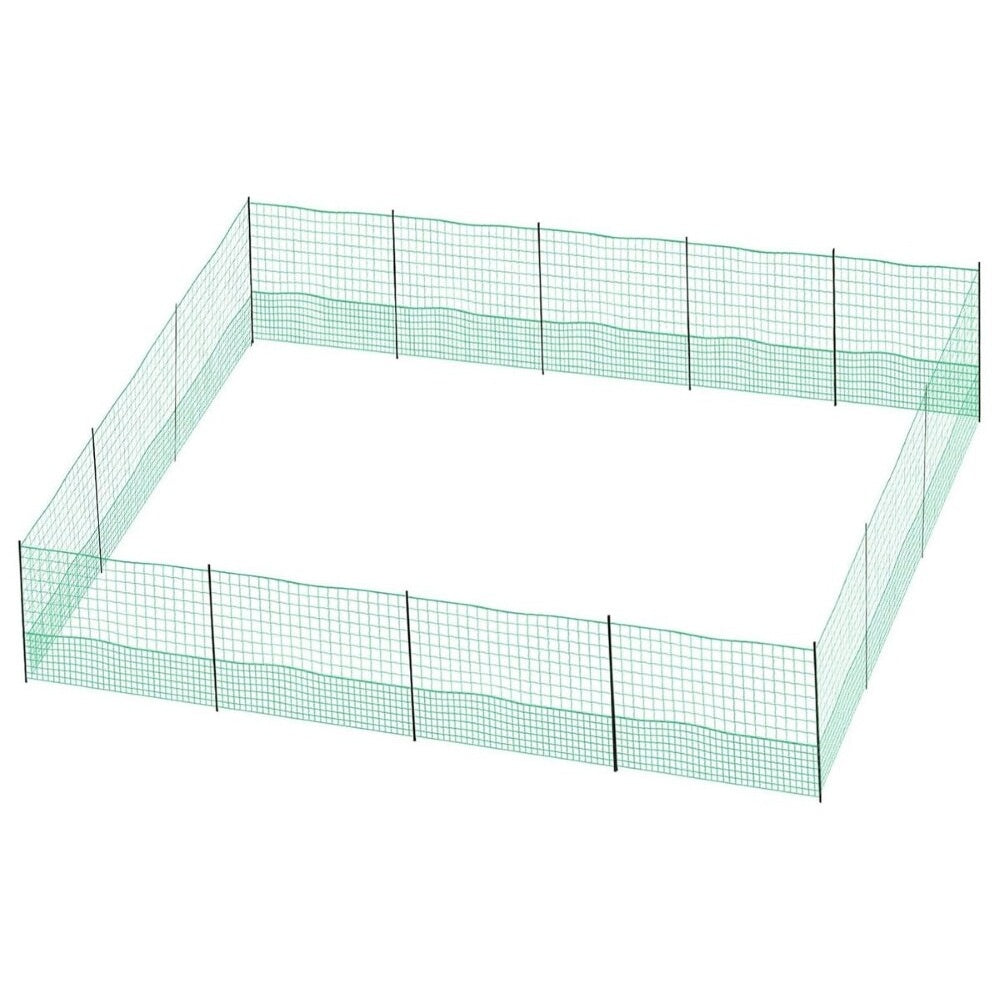 Chicken fence package contents laid out