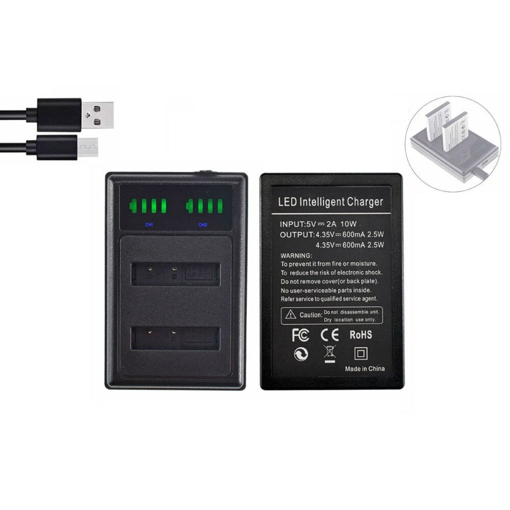 Compact Sony battery charger with dual charging ports