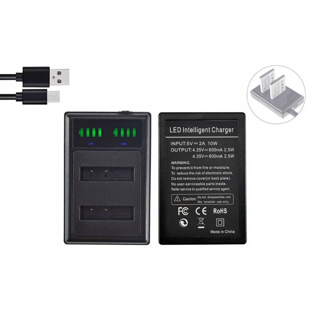 Sony NP-BD1 charger showing LED charging indicators