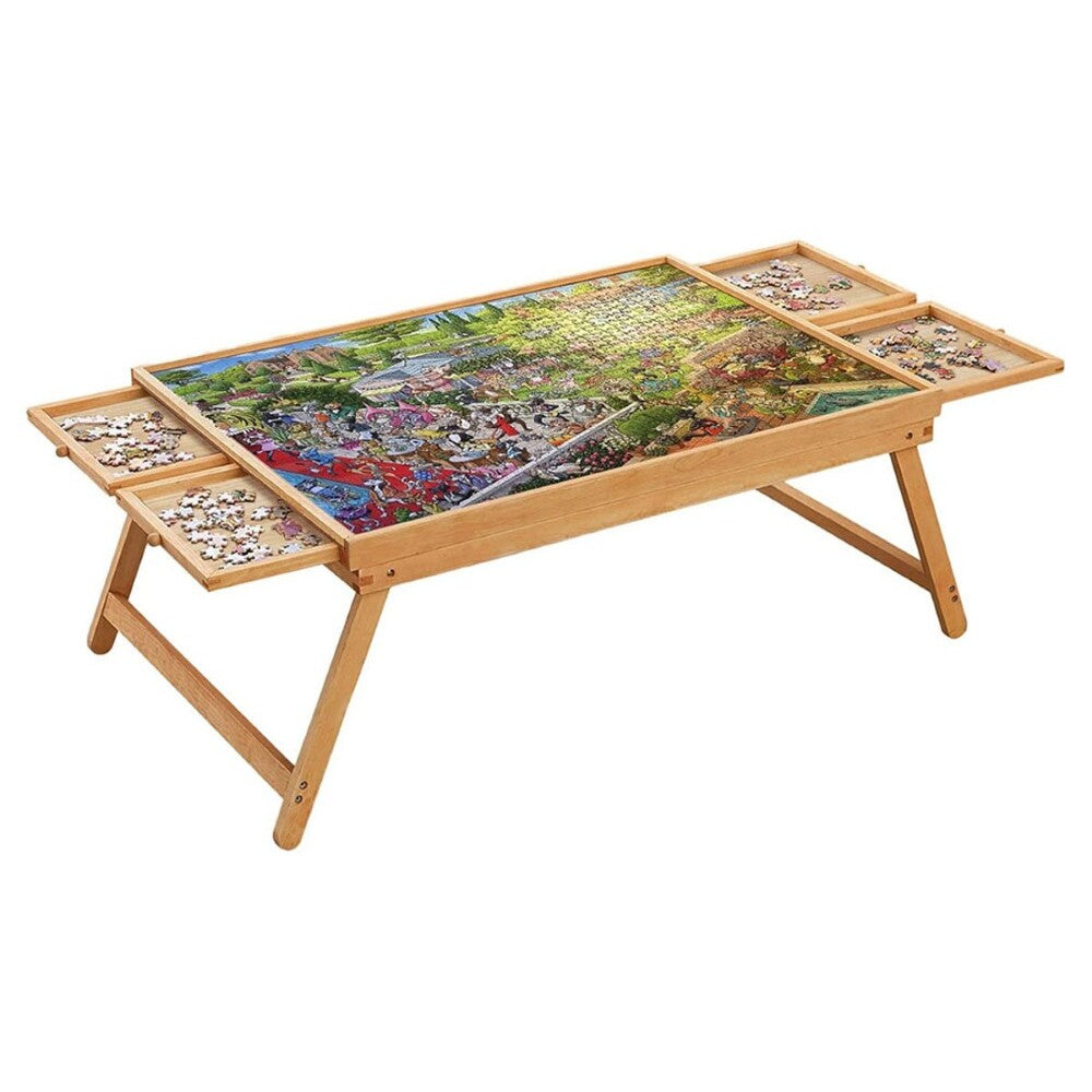 Puzzle table craft board game table with wooden surface