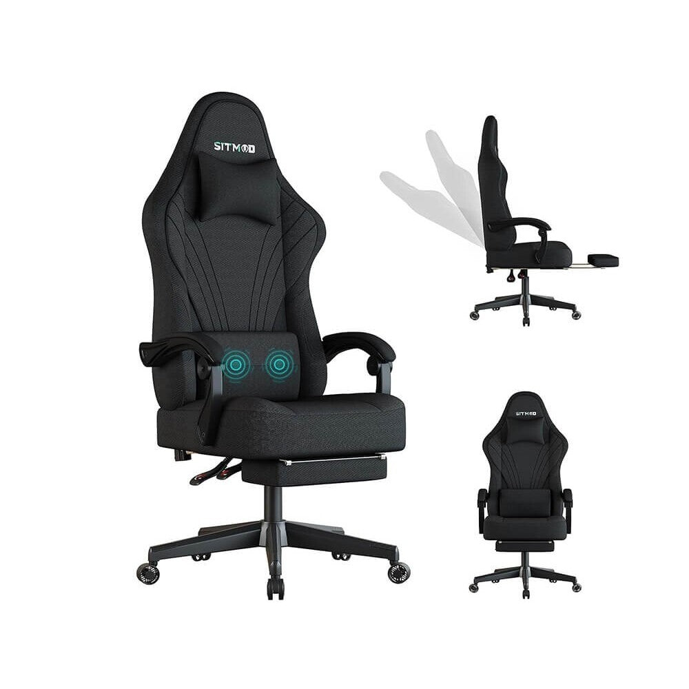 Ergonomic gaming chair office black PU leather