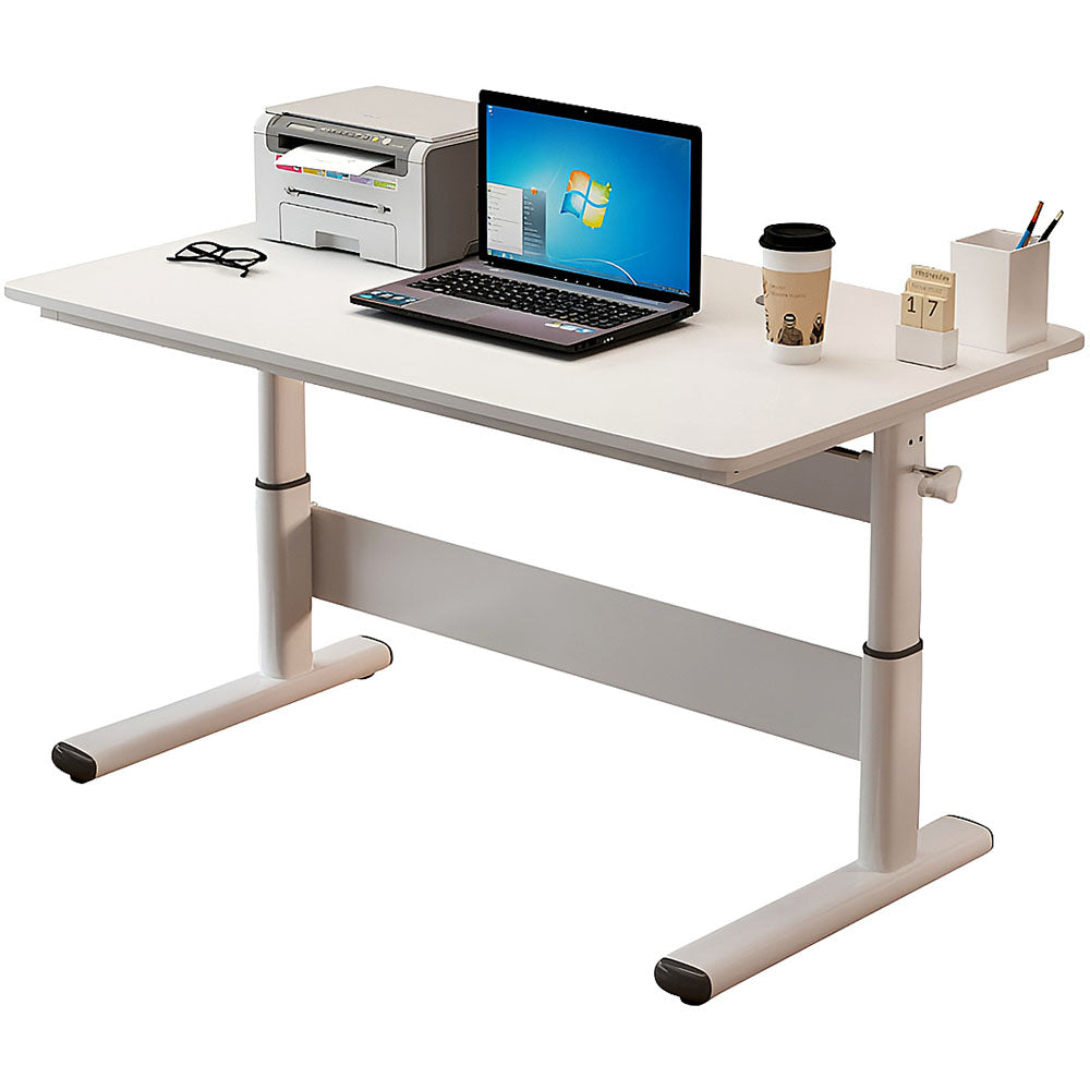 Height adjustable desk table 100cm white full view